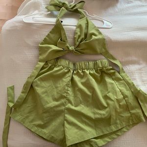 Lime Short and Crop Top Set